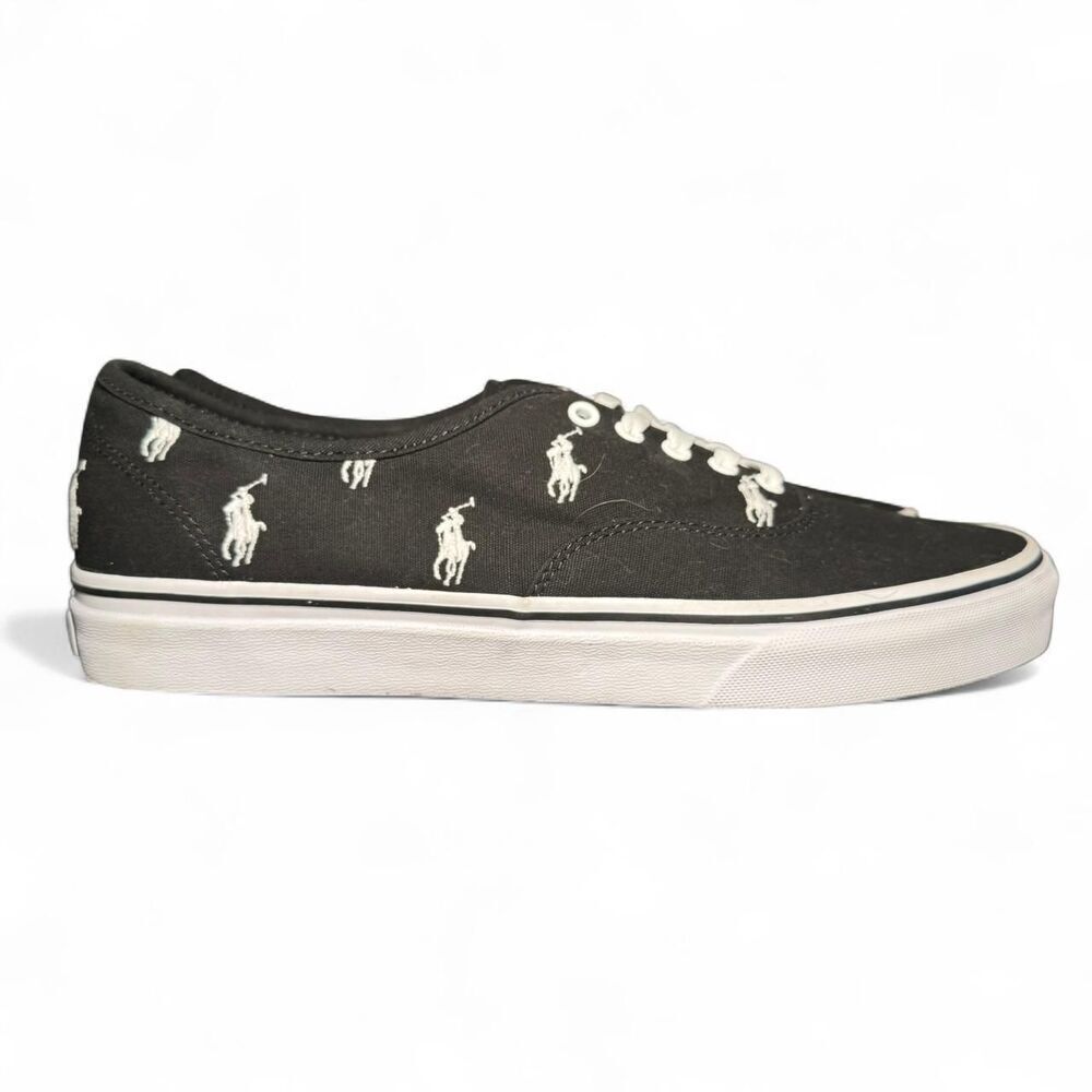Polo Ralph Lauren Men’s Keaton Allover Pony black/white Canvas Sneakers Sz 11.5 - Picture 2 of 8